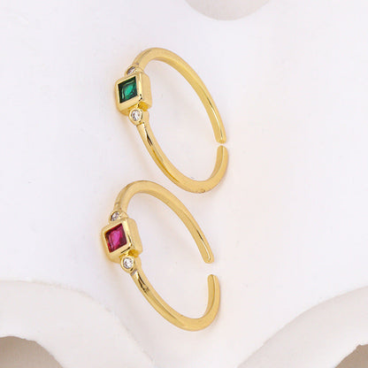 Geometric Square Zircon Copper Ring