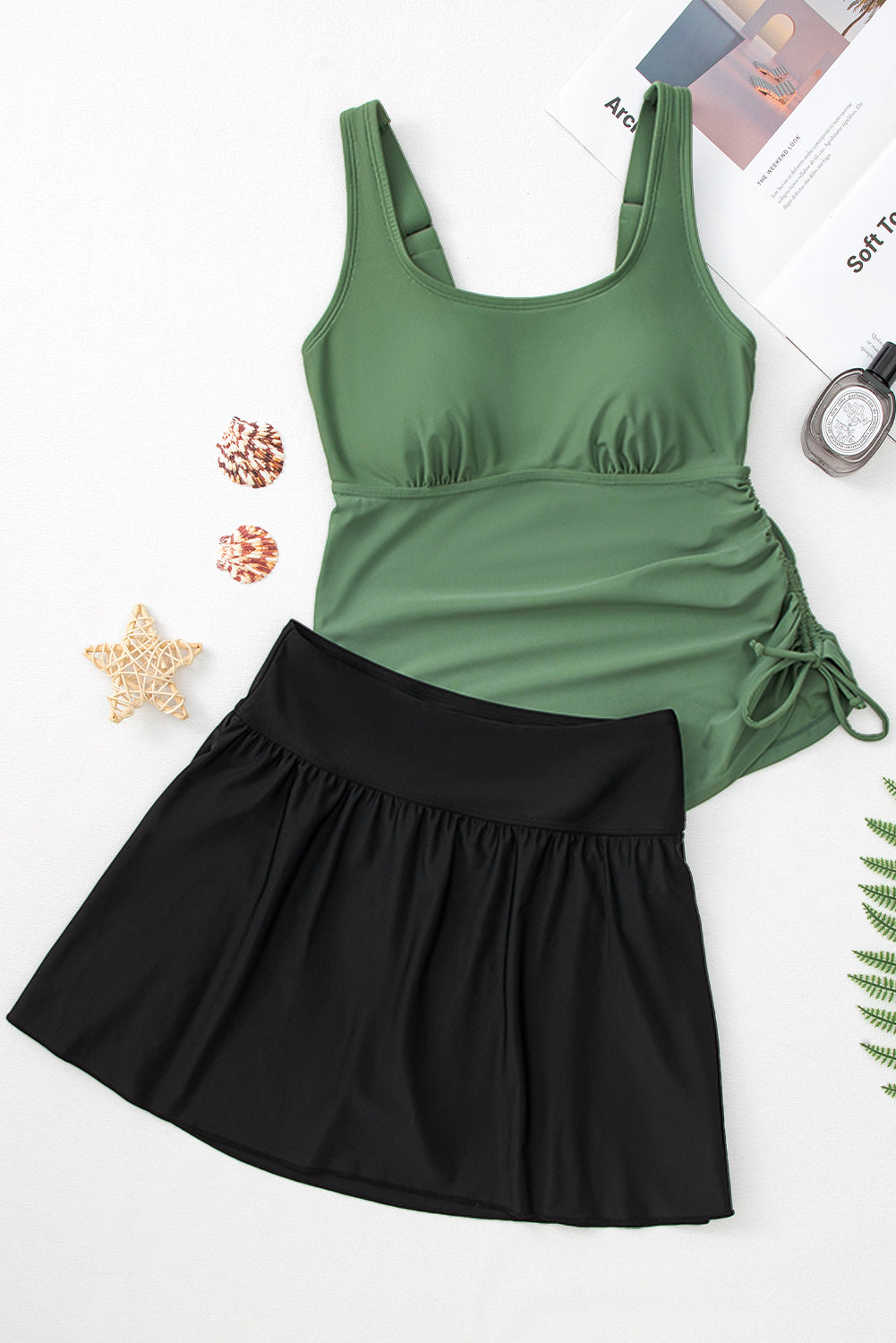 Colorblock Tankini Top and Skort Swim Set