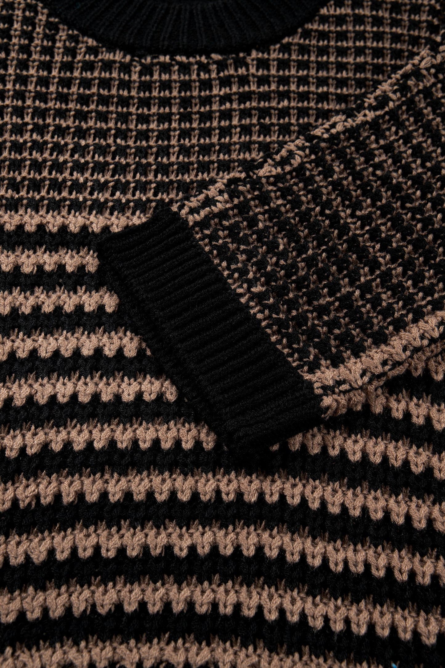 3/4 Stripe Draped Sleeve Slouchy Sweater