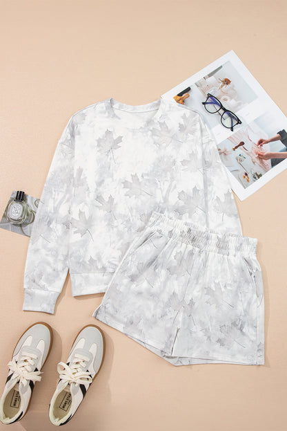 Camo Abstract Top and Elastic Waist Short Set