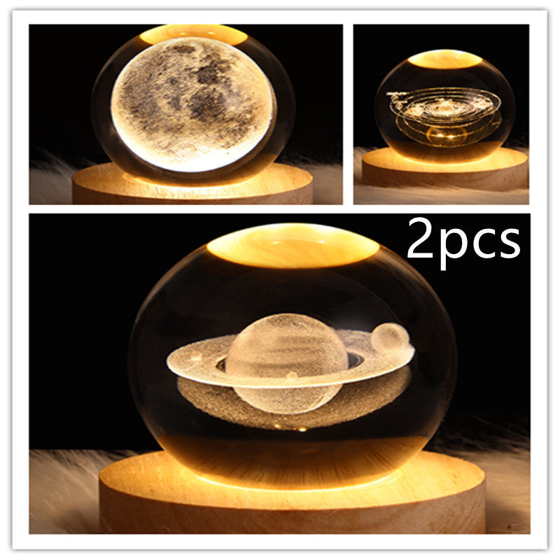 LED Galaxy Crystal Ball 3D Moon Lamp