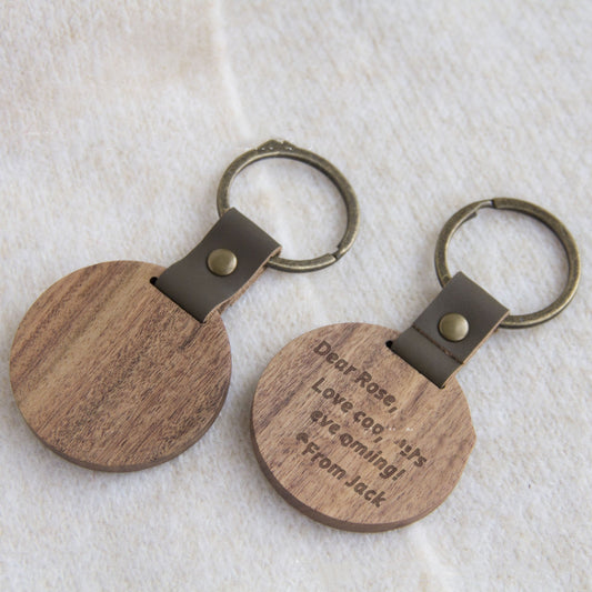 Acacia Wood Keychain with Laser Engraving
