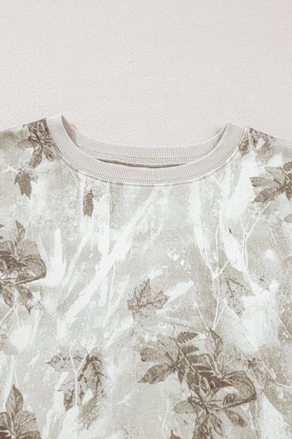 Leafy Camo Reverse Seam Patchwork Baggy Sweatshirt