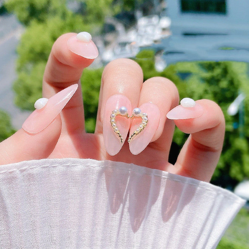 DIY Heart Alloy Rhinestone Nail Decorations