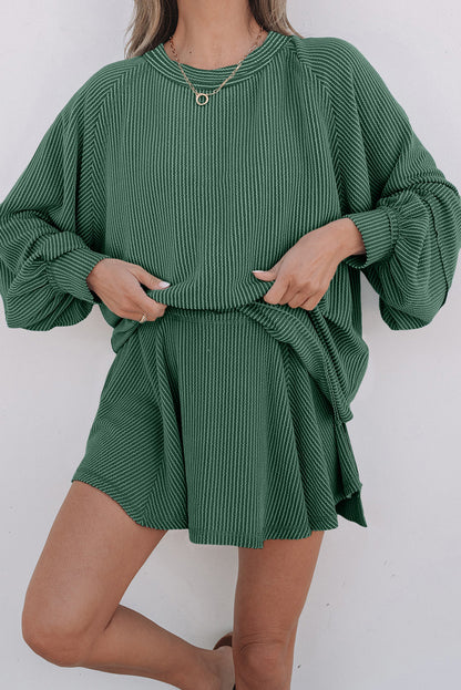 Corded Top and Ruffle Mini Skort Set