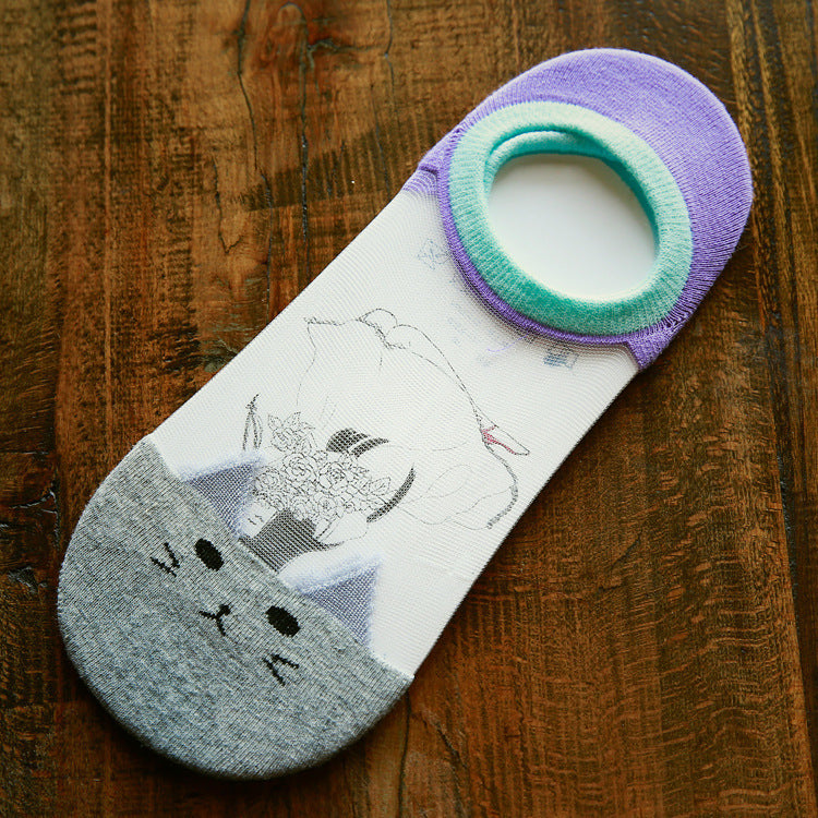 Cartoon Crystal Transparent Ankle Socks