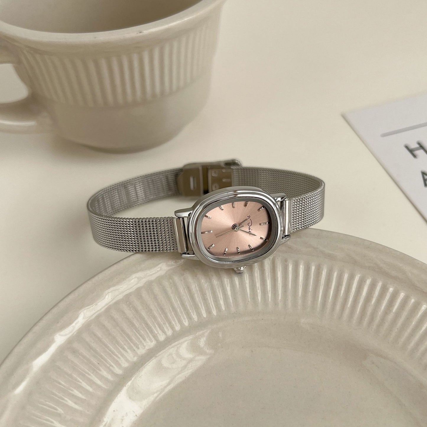 Women's Oval Mesh Strap Watch