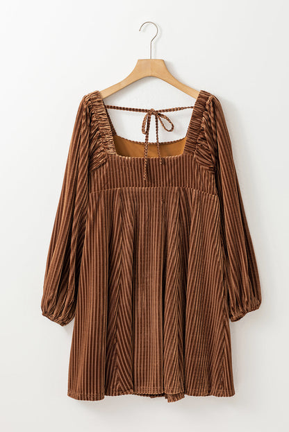 Velvet Tie-Back Square Neck Babydoll Dress