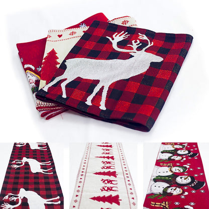 Christmas Elk Snowman Table Runner Decor