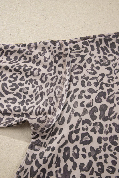 Leopard Patchwork Crew Neck Sweatshirt