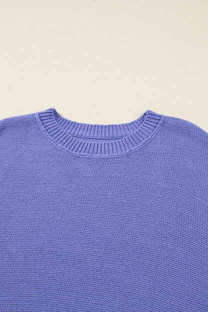 Plus Size Stripe Trim Colorblock Drop Shoulder Sweater