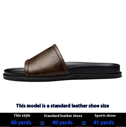 Men's Genuine Leather Outdoor Non-slip Summer Slippers