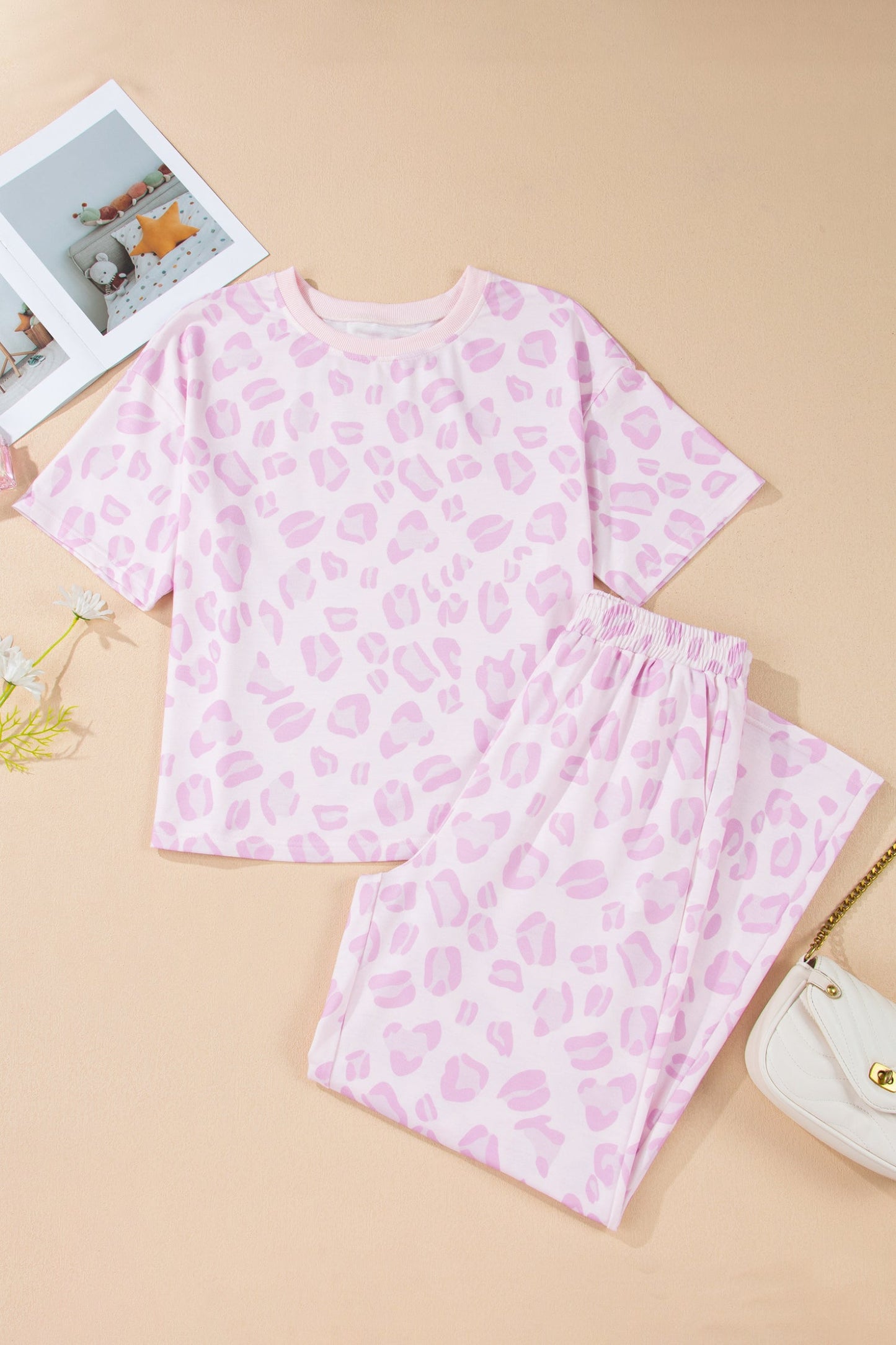 Leopard Two Piece Top and Pants Set