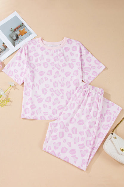 Leopard Two Piece Top and Pants Set