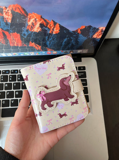 Floral Dachshund Three-fold Wallet Large Capacity