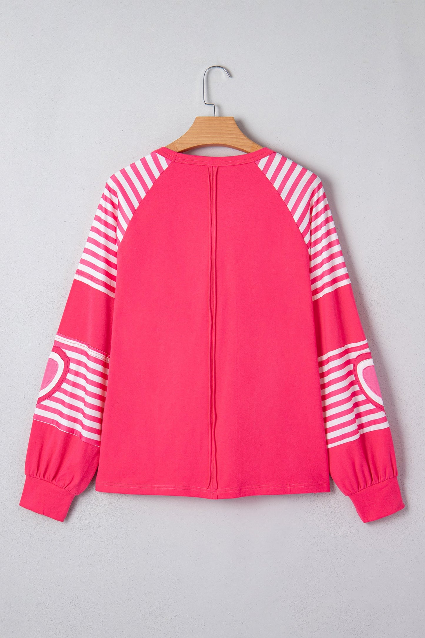 Valentine Heart Stripe Patchwork Long Sleeve Top