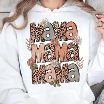 Retro Leopard Mama Sweatshirt – Groovy Boho Floral Mom Sweater, Mother's Day Gift For Trendy Mama 682138