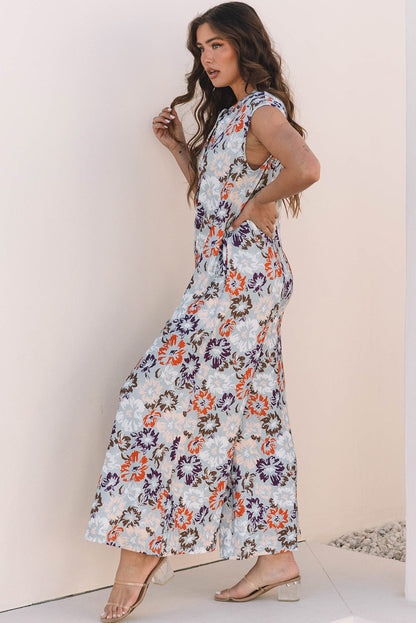 Floral Sleeveless Wide Leg Jumpsuit