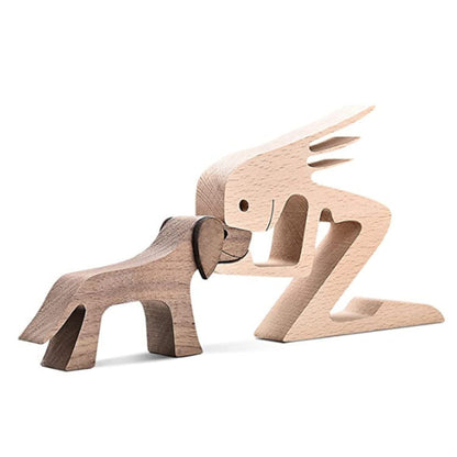 DIY Wooden Dog Figurine Sculpture Home Decor