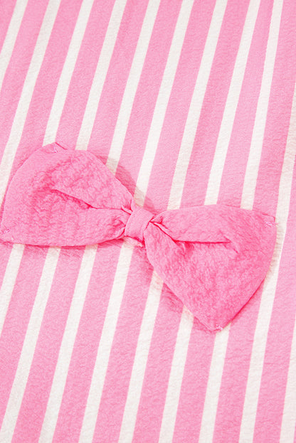 Stripe Bow Tie Top and Pants Pajama Set
