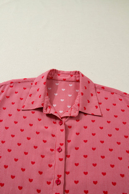 Valentine Heart Shape Loose Half Sleeve Shirt