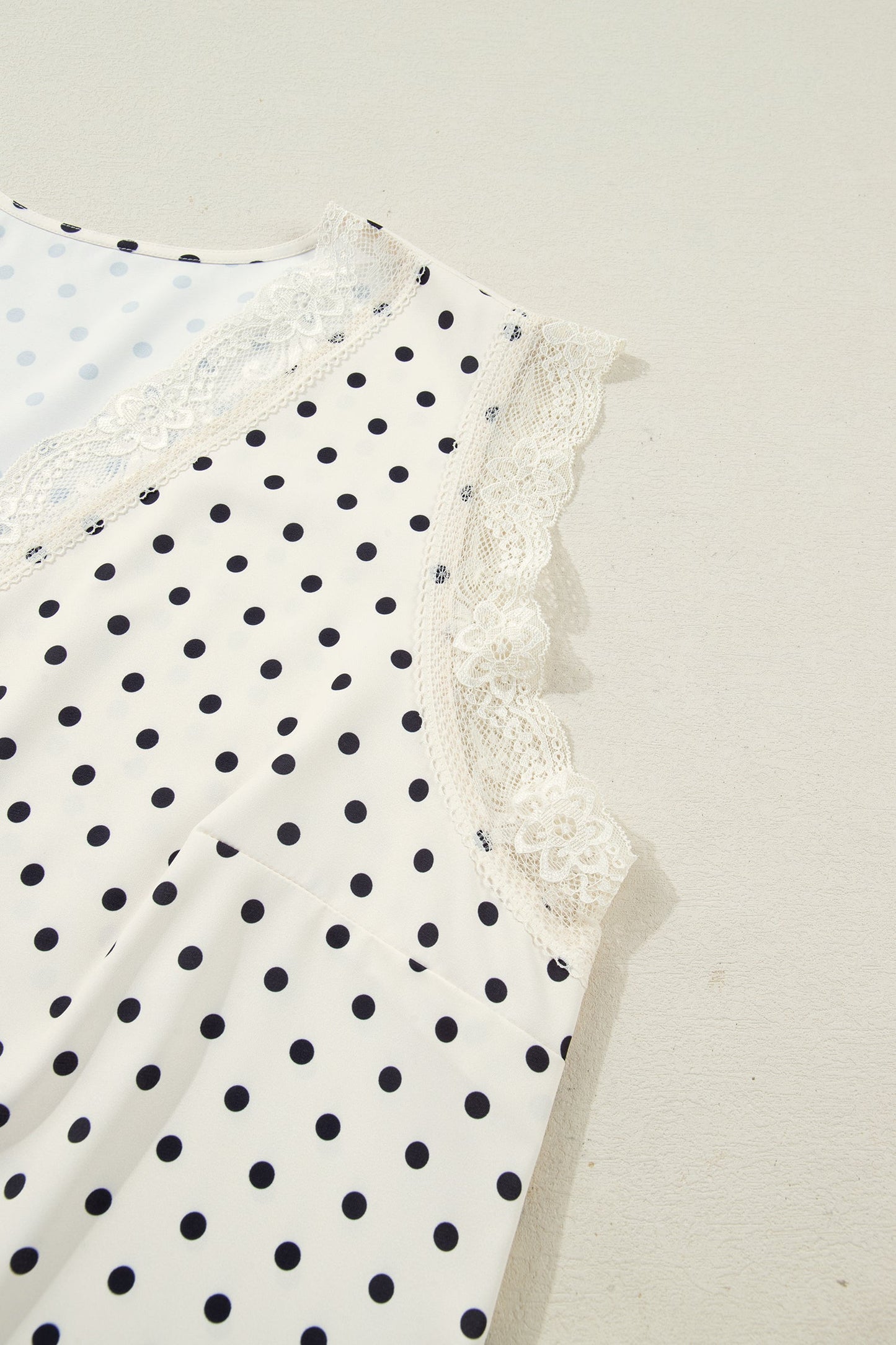 Plus Size Polka Dot Lace V-Neck Top