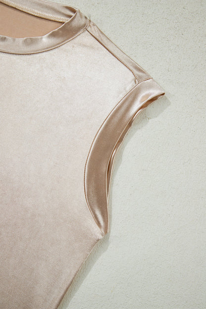 Round Neck Metallic Tank Top
