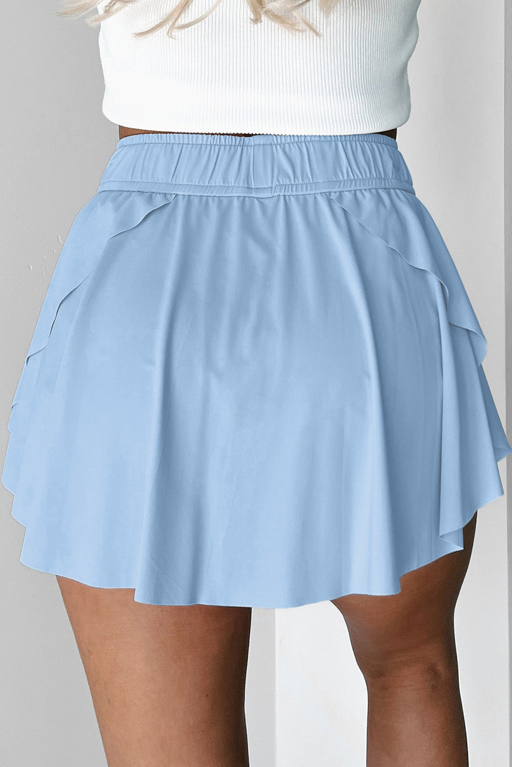 Drawstring Elastic Waistband Lined Tennis Skorts