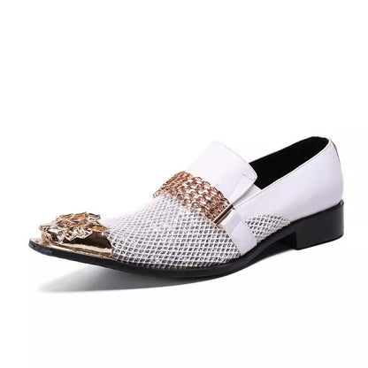 British Pointed Inner Height Increasing Leather Shoes