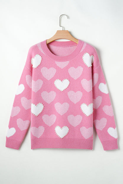 Valentine Heart Pearl Crewneck Sweater
