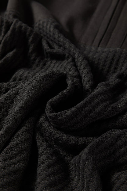 Waffle Knit Patchwork Half-Zip Sweatshirt