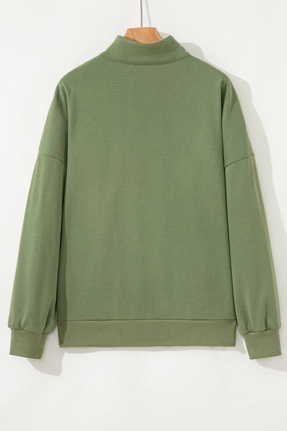 Stripe Contrast Collared Patchwork Sweatshirt