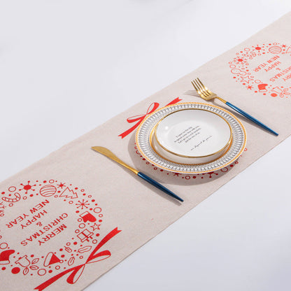 Christmas Elk Snowman Table Runner Decor