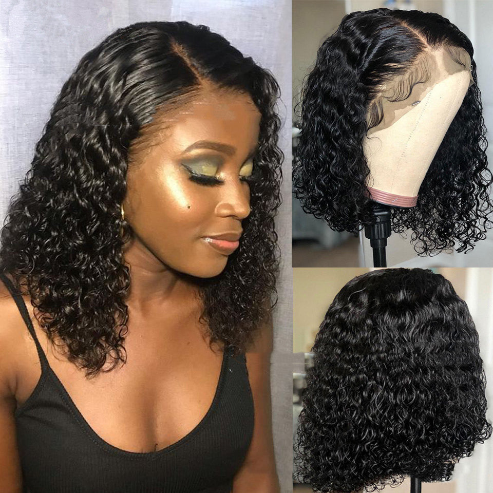 European American Front Lace Wig Black African Small Curly