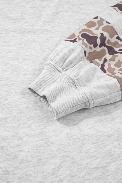 Plus Size Camo Patchwork Asymmetric Sleeve Hoodie