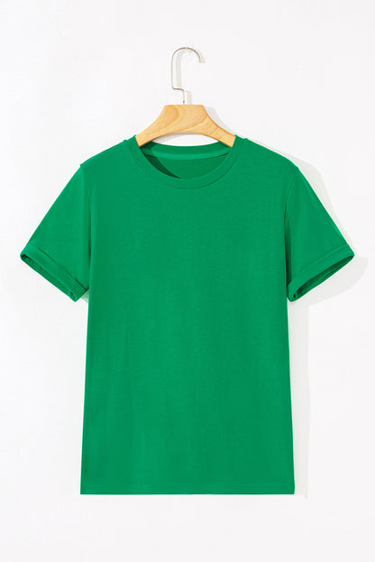 Solid Short Sleeve Crew Neck Tee