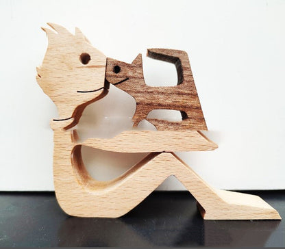 DIY Wooden Dog Figurine Sculpture Home Decor