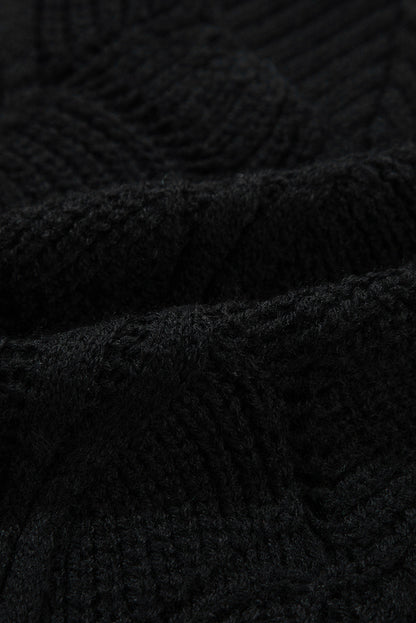 Hollow-Out Knit V-Neck Drop Shoulder Sweater