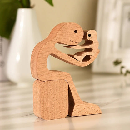 DIY Wooden Dog Figurine Sculpture Home Decor