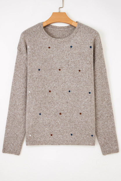 Polka Dot Drop Shoulder Sweater