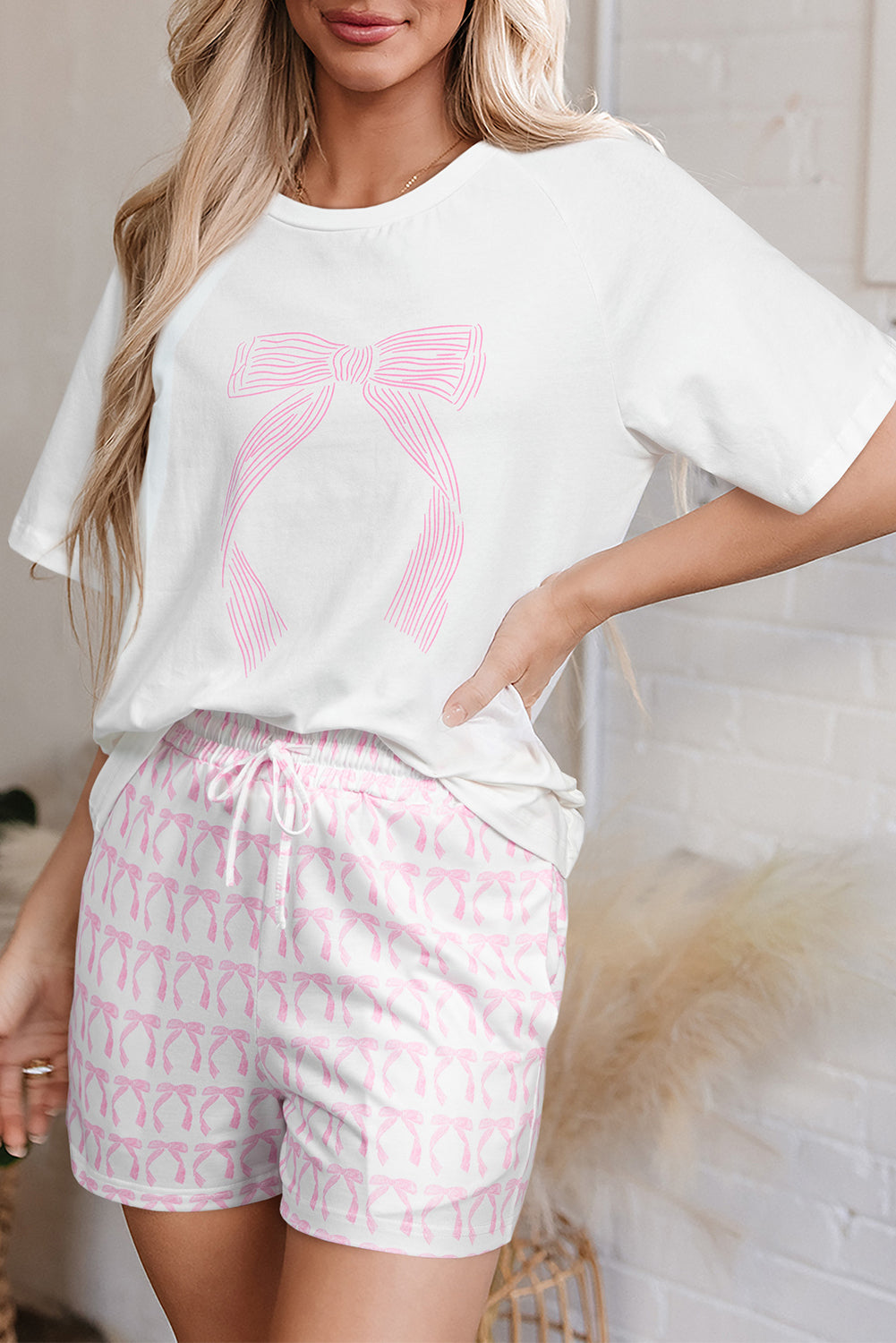 Bow Knot Top & Loose Fit Bottom Set