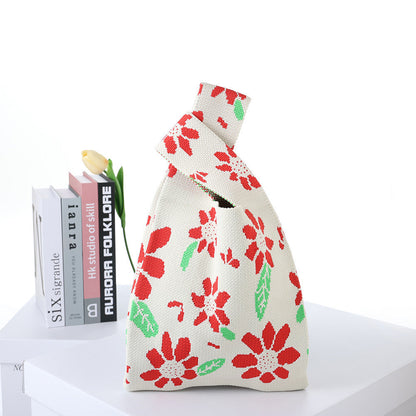 Checkerboard Knitted Shopping Tote