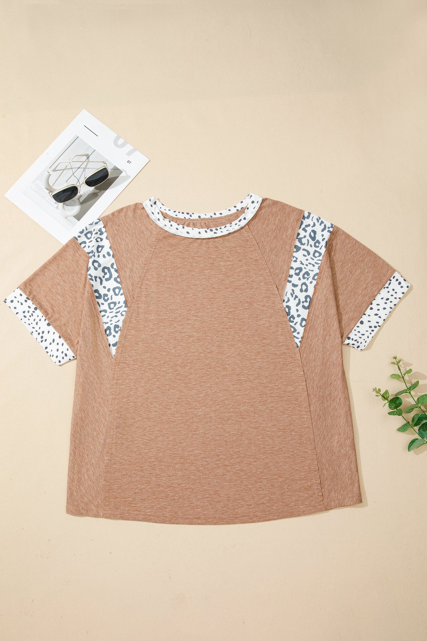 Plus Size Animal Colorblock Patchwork Tee