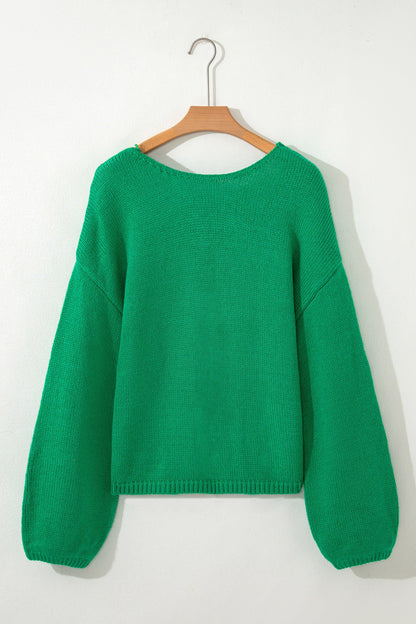 Bow Tie Backless Bubble Sleeve Sweater