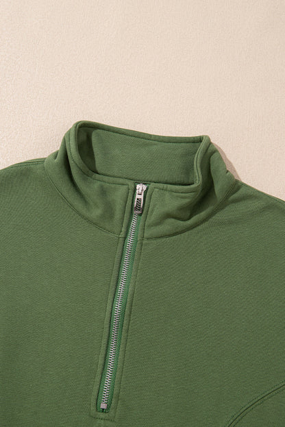 Solid Half Zip Pullover Top and Joggers Set