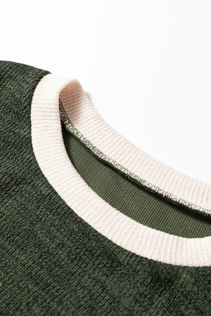 Contrast Trim Knit Drop Shoulder Top