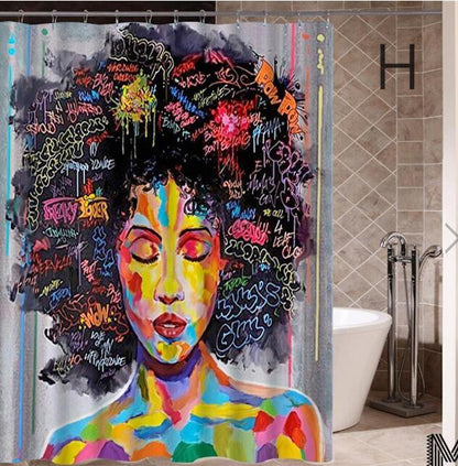 Graffiti Hip Hop African Girl Shower Curtain
