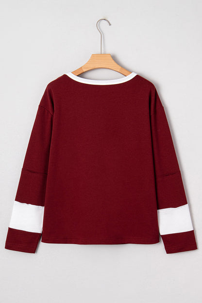 Floral Patch Long Sleeve Crewneck Top