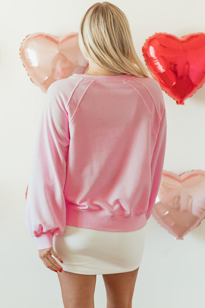 Valentine Hugs & Kisses Tinsel Embroidered Sweatshirt