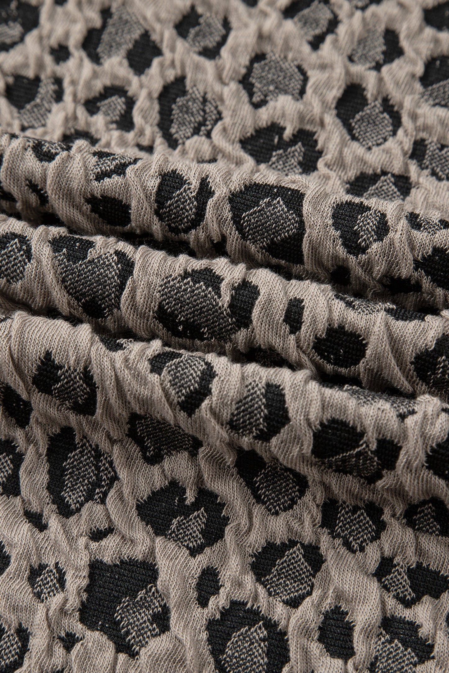 Leopard Jacquard Half Sleeve & Jumper Wide Leg Pants